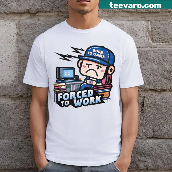 Bold typography t-shirt with 'Born To Game' statement