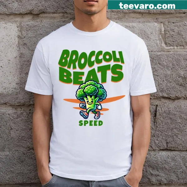 Humorous T-shirt featuring broccoli and jogging phrase