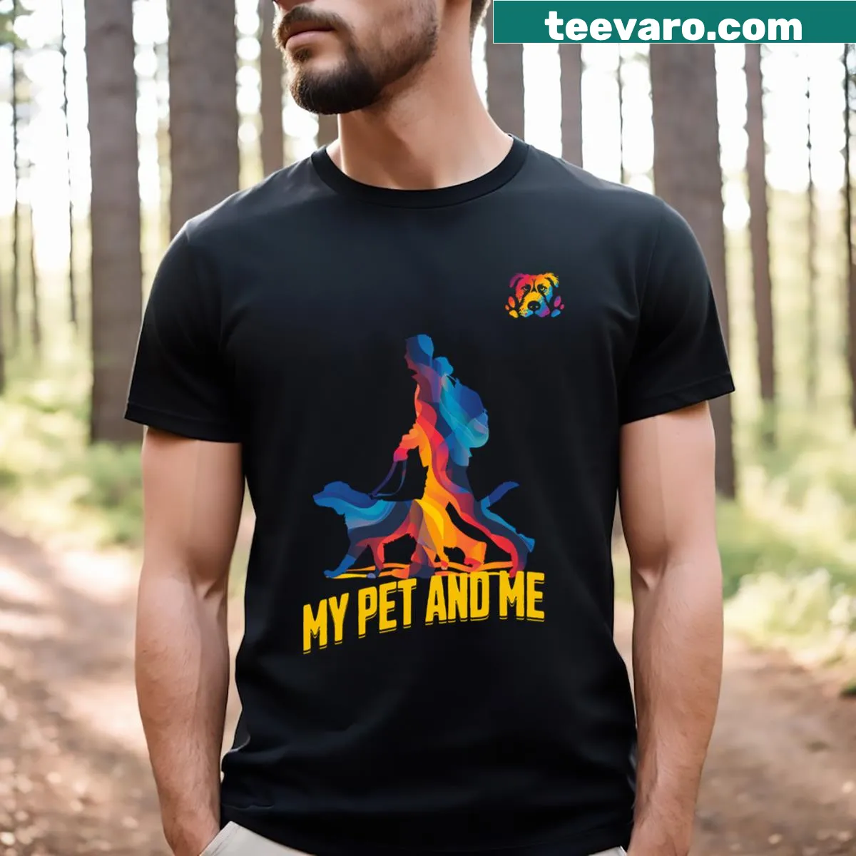 T-shirt featuring heartfelt digital art celebrating pets — on a men's t-shirt