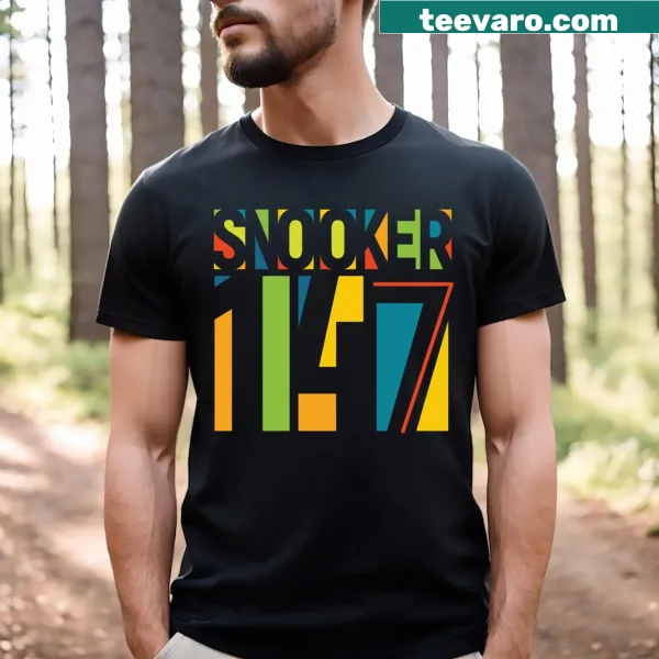 Snooker-themed t-shirt featuring stylized balls and 147 break graphic