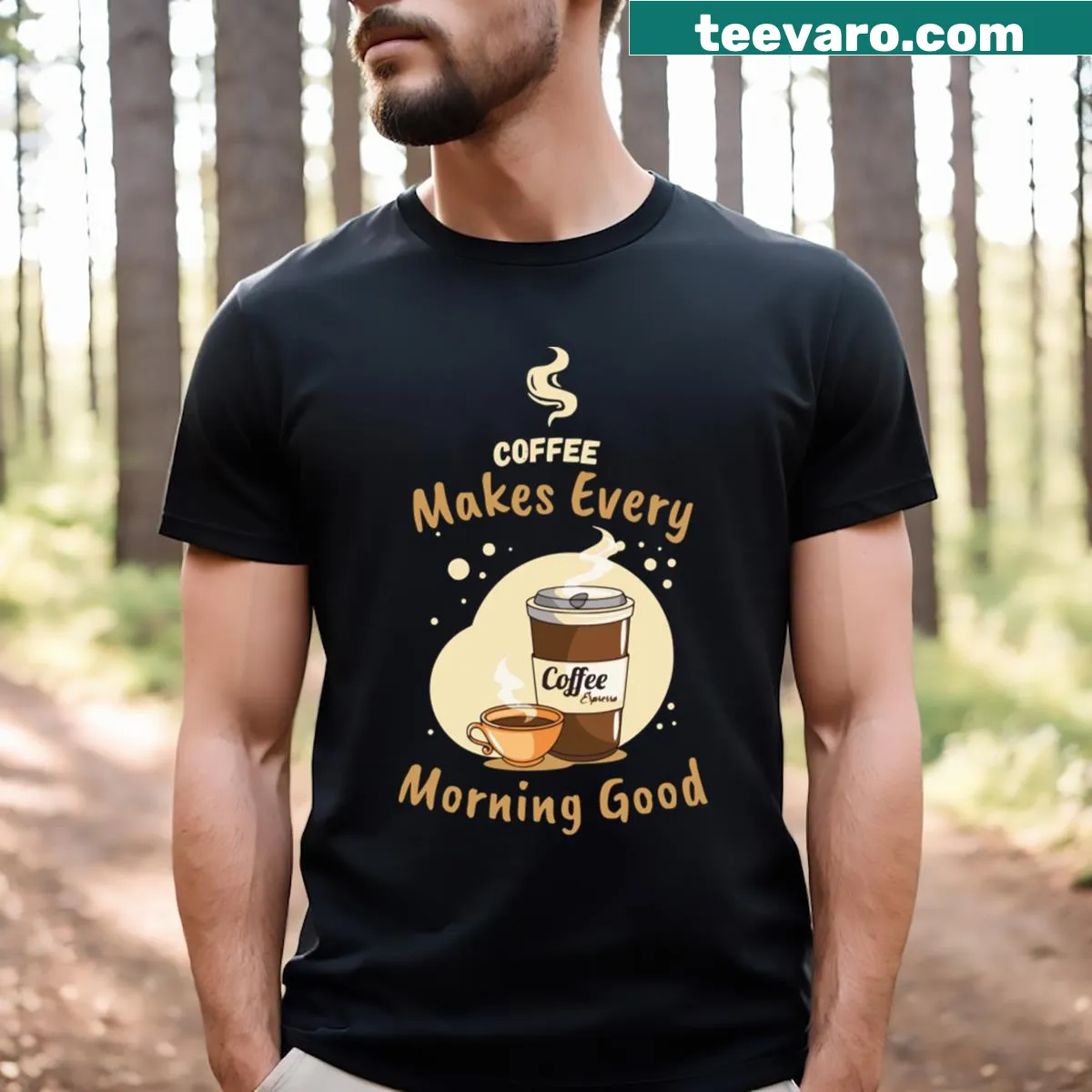 Coffee lover t-shirt with a humorous coffee graphic — on a men's t-shirt