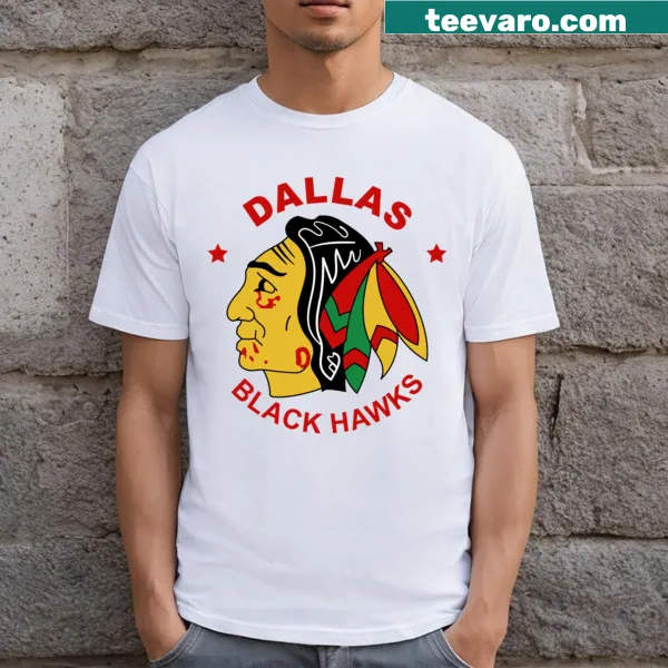 Vintage graphic of the Dallas Black Hawks on a T-shirt