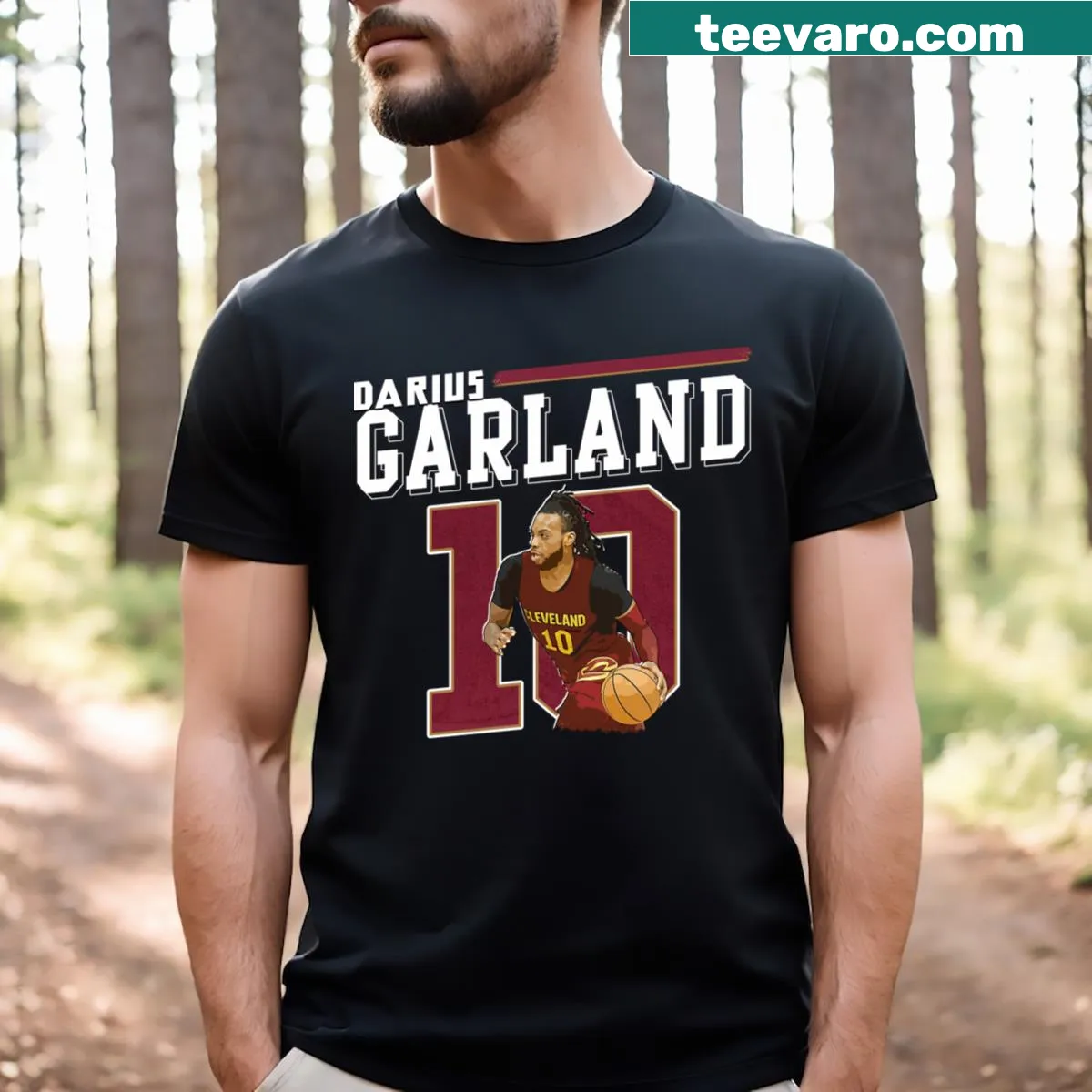 Bold typography design featuring Darius Garland on a T-shirt — on a men's t-shirt