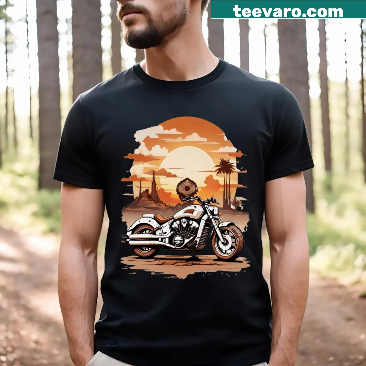 Bold motorcycle graphic design on a T-shirt — on a men's t-shirt