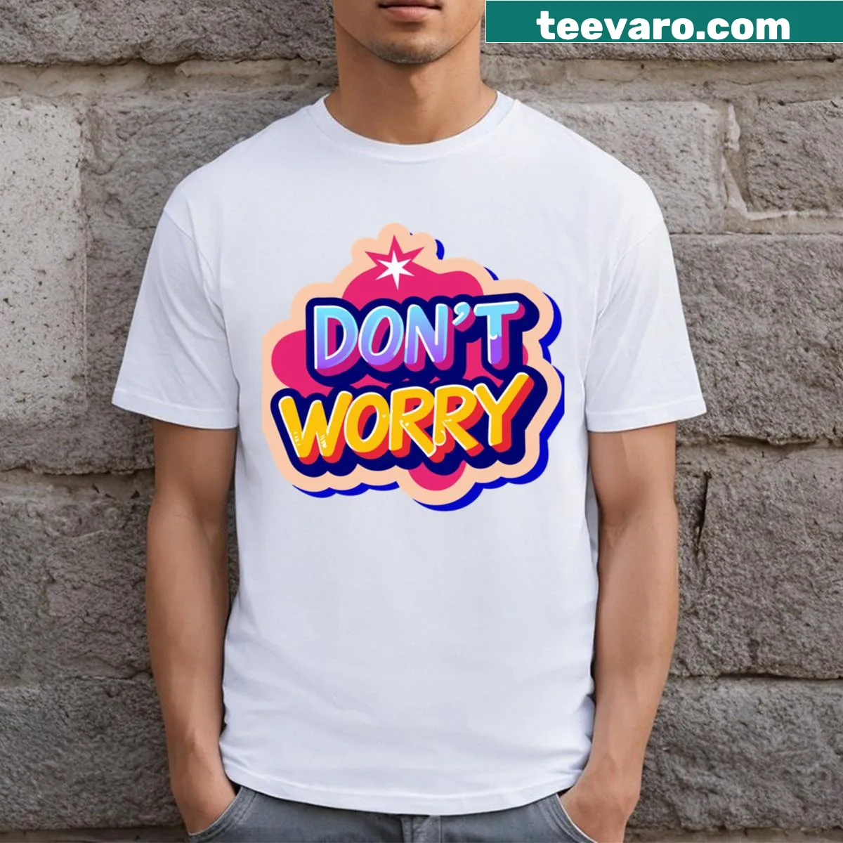 Typography T-shirt with the message 'Do Not Worry' — on a men's t-shirt