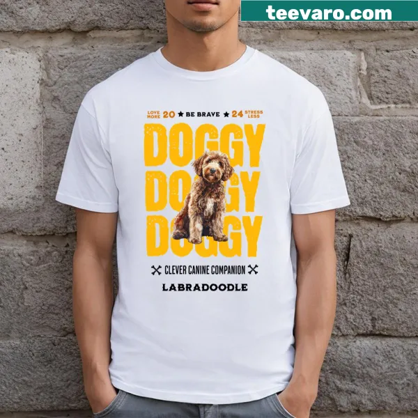 Cute Labradoodle illustration on a t-shirt
