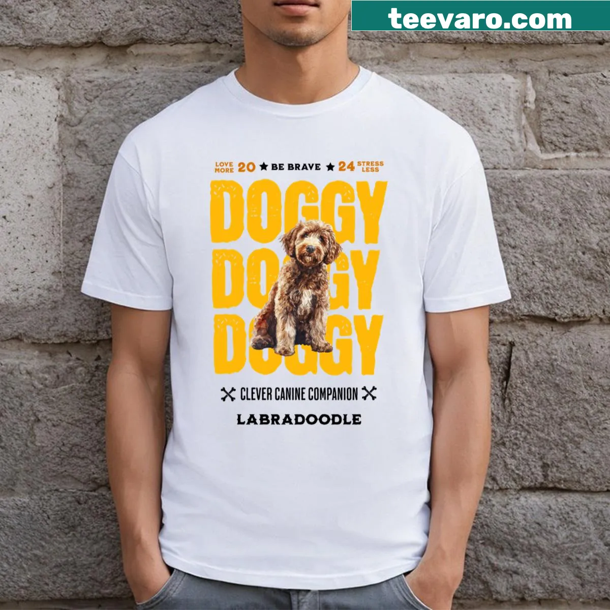 Cute Labradoodle illustration on a t-shirt — on a men's t-shirt