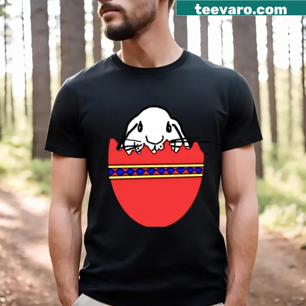 Cute Easter Bunny illustration inside an egg on a t-shirt