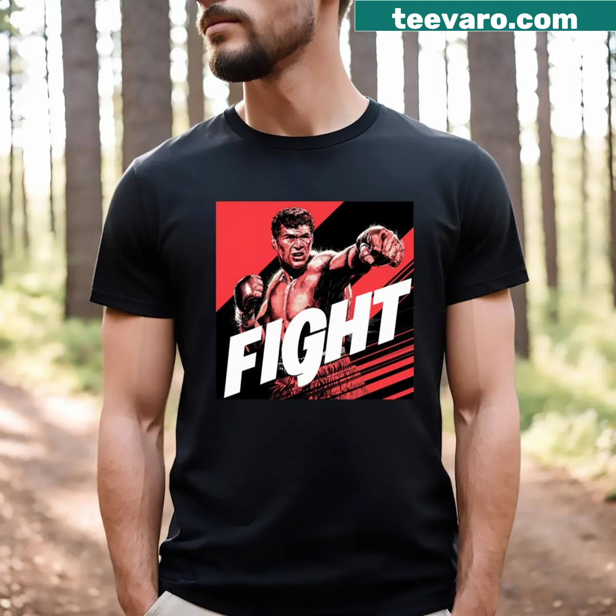 Essential T-shirt with bold 'Fight' graphic for motivation — on a men's t-shirt