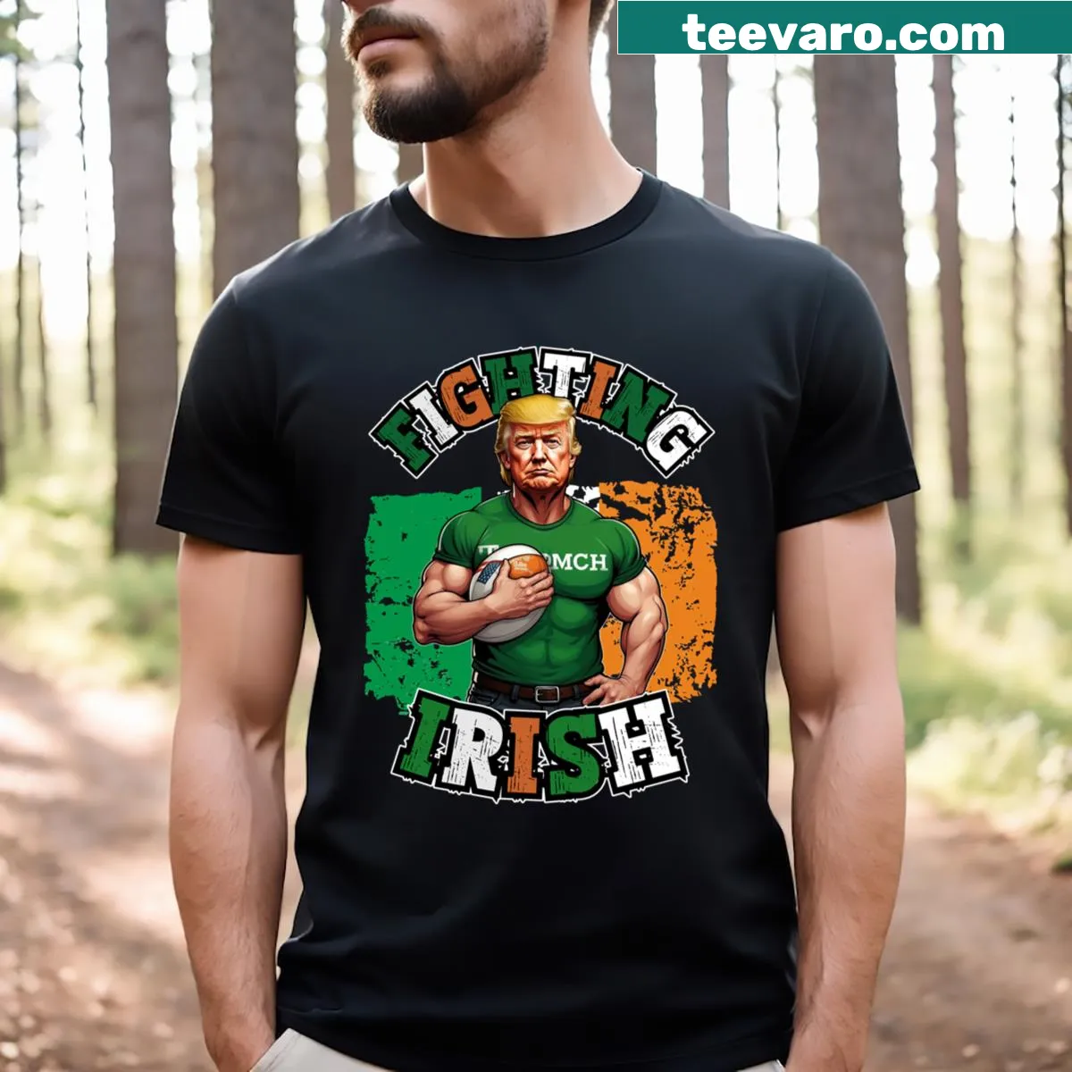 Essential t-shirt for Fighting Irish fans featuring bold typography — on a men's t-shirt