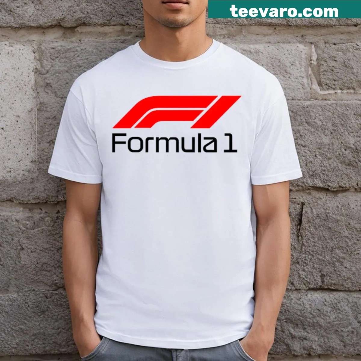 Minimalist T-shirt featuring the word 'Formula' in clean typography — on a men's t-shirt