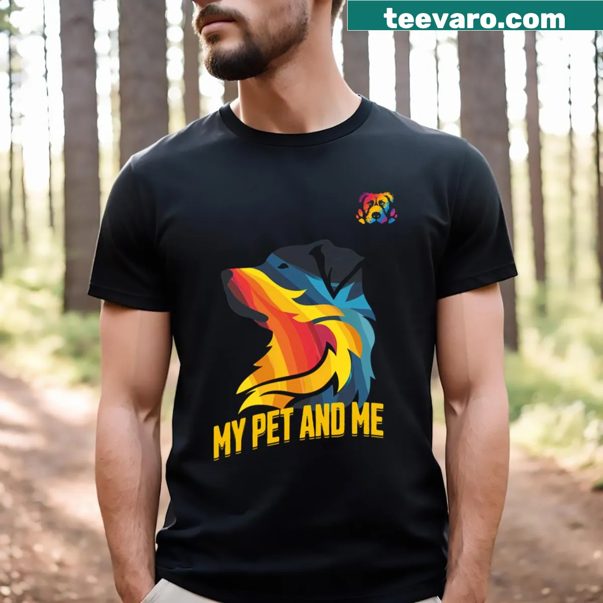 T-shirt with the phrase 'From Digital Brushes To Real Love' celebrating pet portraits. — on a men's t-shirt