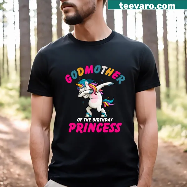 T-shirt for godmother featuring dabbing unicorn and birthday theme