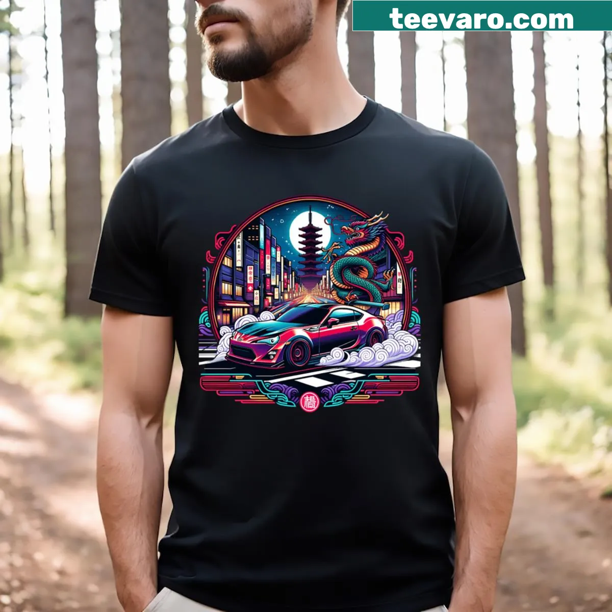 Illustration of a GT86 car on t-shirt for JDM fans — on a men's t-shirt