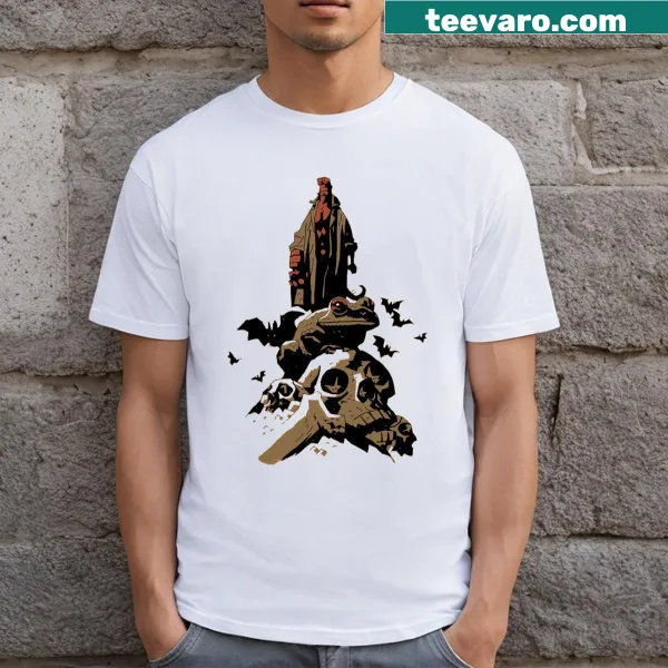 Portrait of Hellboy on graphic t-shirt