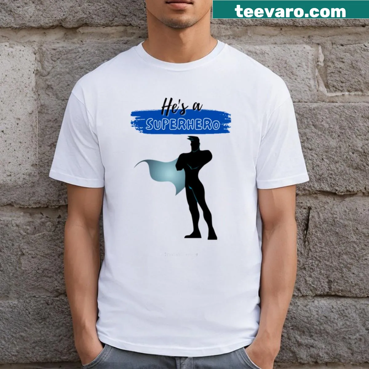 Funny superhero text design on a casual T-shirt — on a men's t-shirt