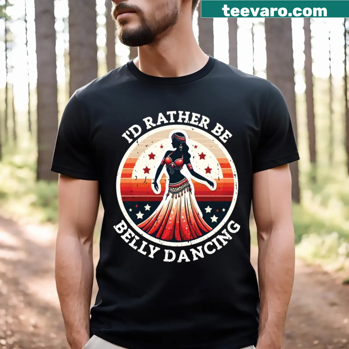 Playful shimmy dance t-shirt with whimsical design and fun text — on a men's t-shirt