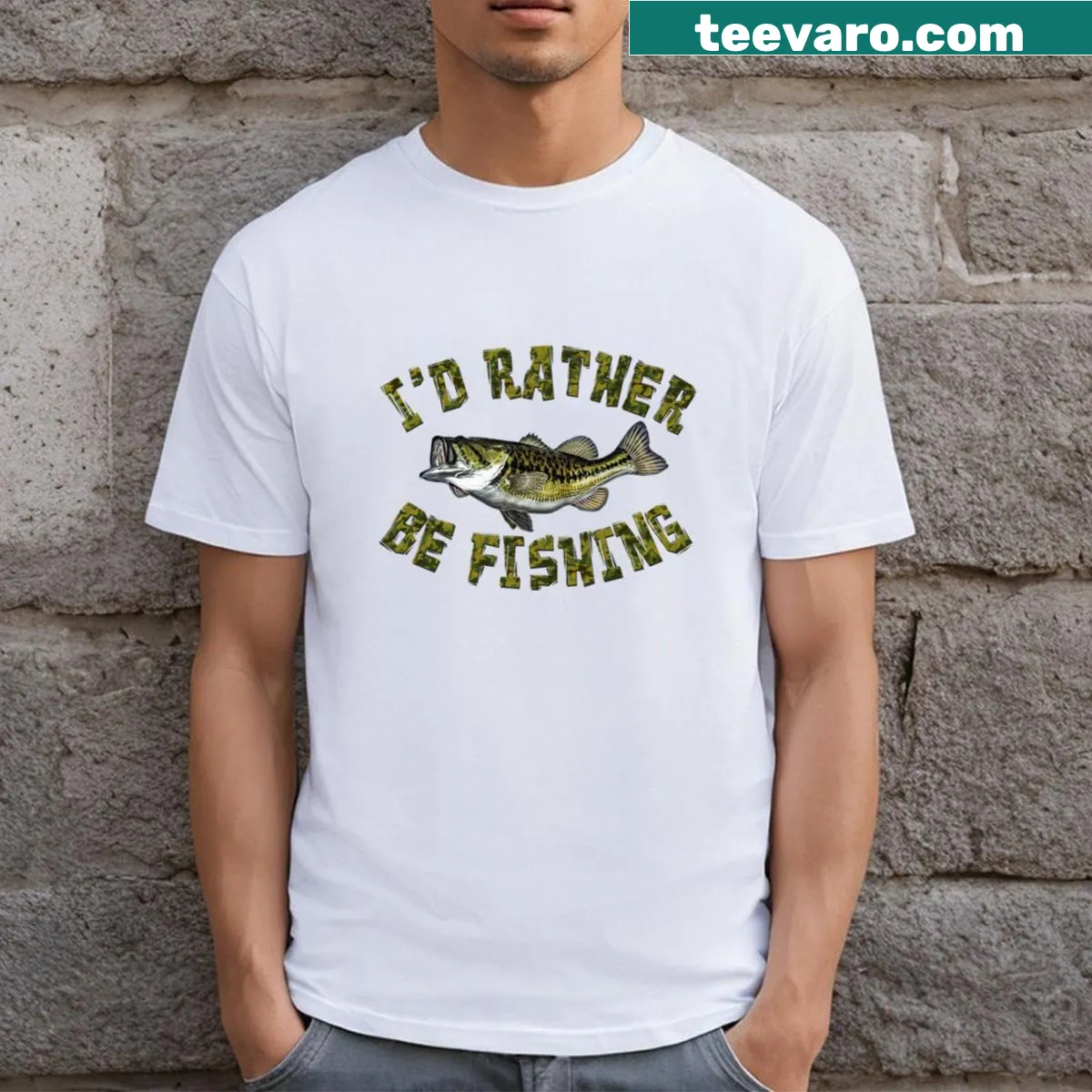 T-shirt with text about preferring fishing over other activities — on a men's t-shirt