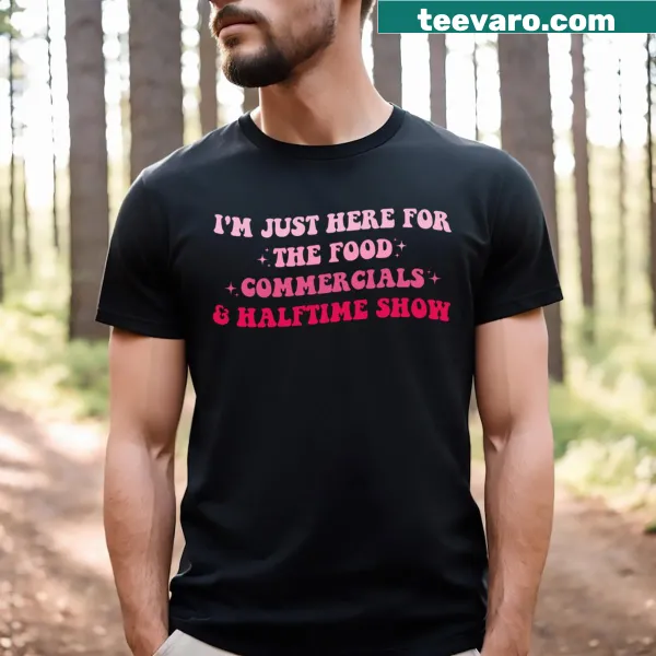 Groovy funny t-shirt for football lovers focused on food commercials.