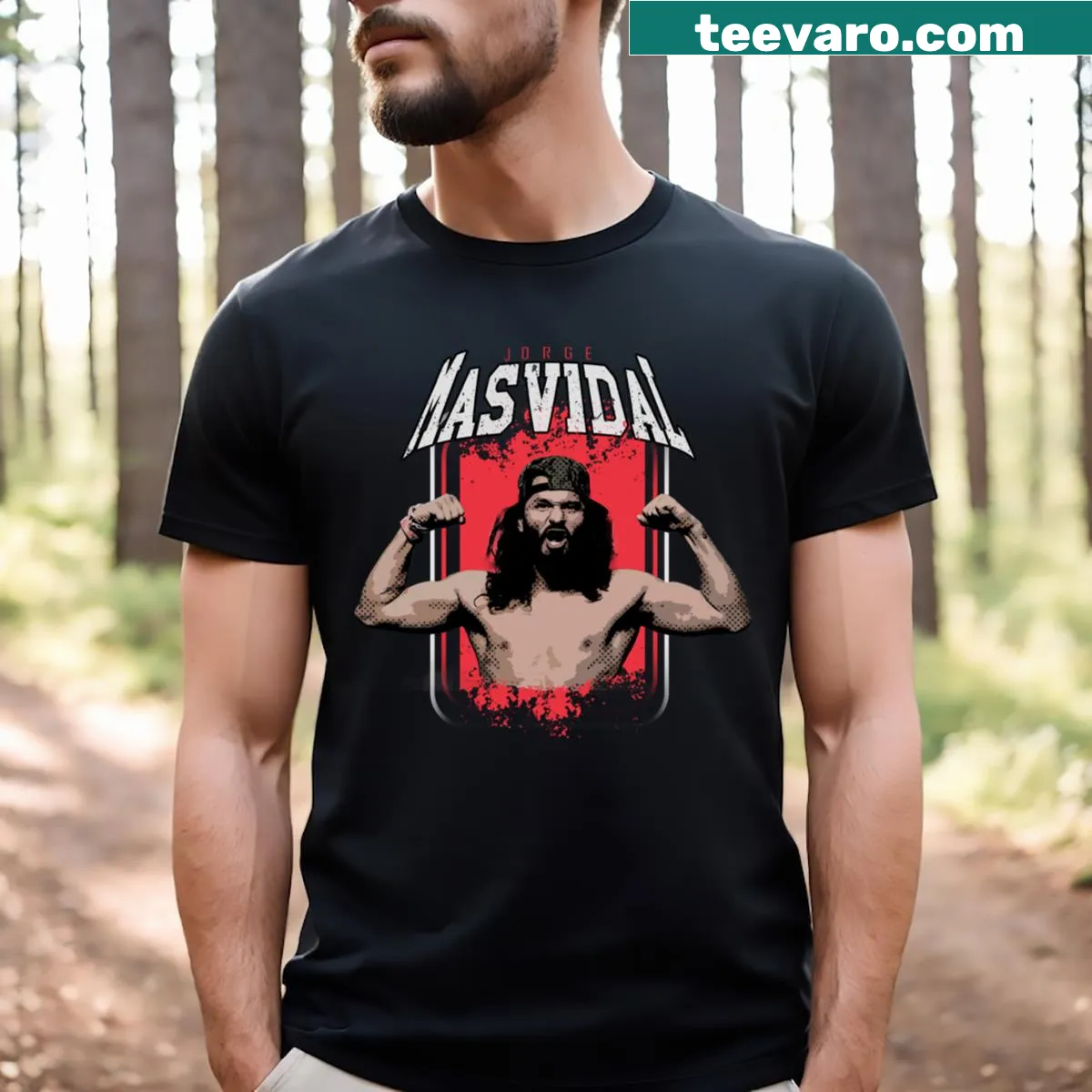 Sports shirt featuring the name Jorge Masvidal in bold letters — on a men's t-shirt