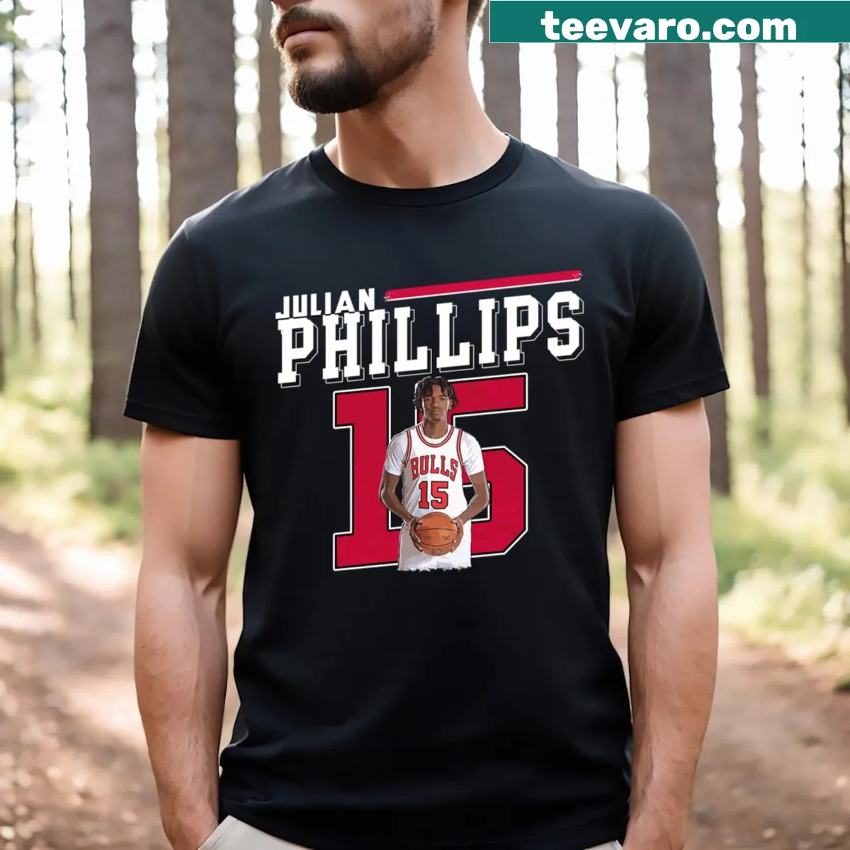 T-shirt celebrating Julian Phillips' contributions — on a men's t-shirt