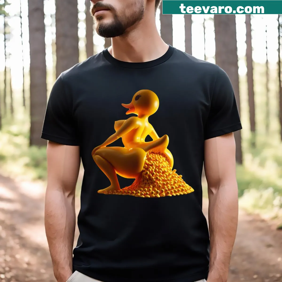 Cartoon duck design t-shirt — on a men's t-shirt