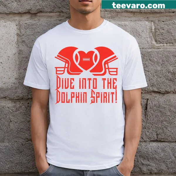Miami Dolphins graphic T-shirt featuring a playful dive design