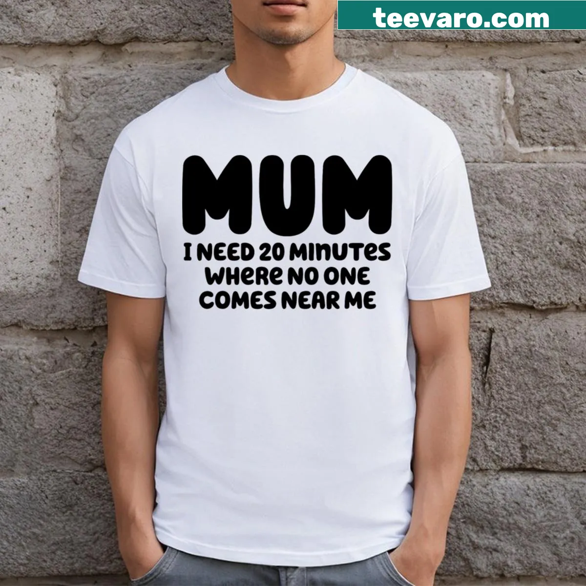 Funny t-shirt for moms with a message about needing quiet — on a men's t-shirt