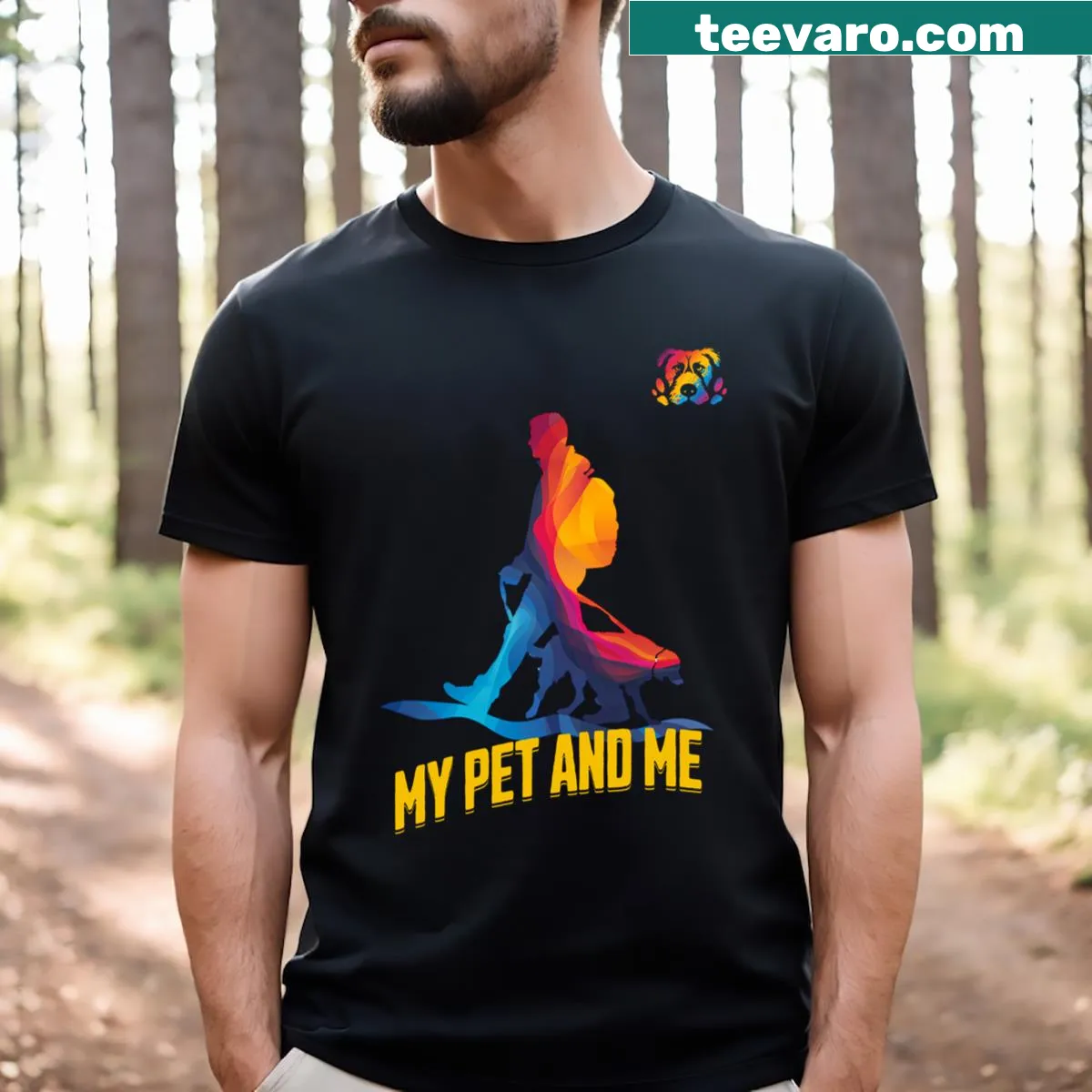 Charming pixel art of various pets on t-shirt — on a men's t-shirt