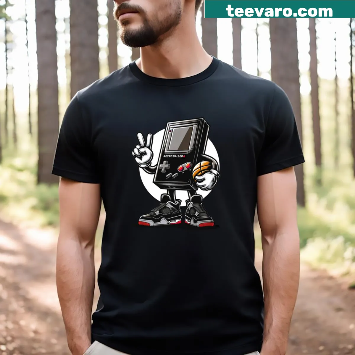 Vintage-inspired Retro Baller 4 t-shirt design — on a men's t-shirt