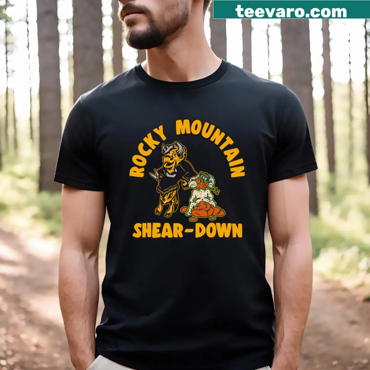 Vintage design showcasing the Rocky Mountains landscape — on a men's t-shirt
