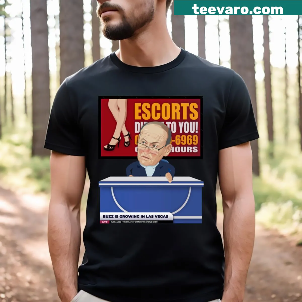 Illustrative rugby league Las Vegas graphic T-shirt. — on a men's t-shirt