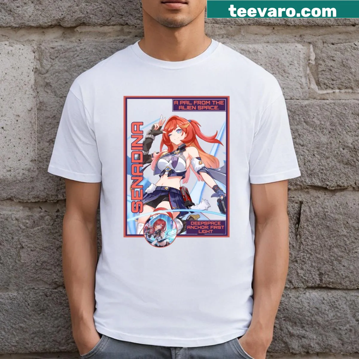 T-shirt featuring a design inspired by Honkai Impact 3rd — on a men's t-shirt