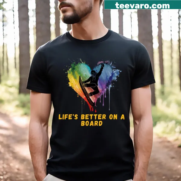 Empowering snowboard graphic on an inspiring t-shirt design