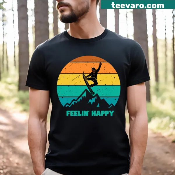 Beautiful winter mountains graphic on a snowboarding t-shirt