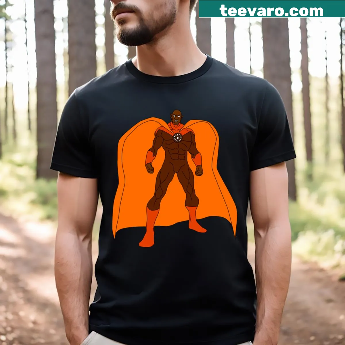 Inspirational superhero shine t-shirt with motivational text — on a men's t-shirt