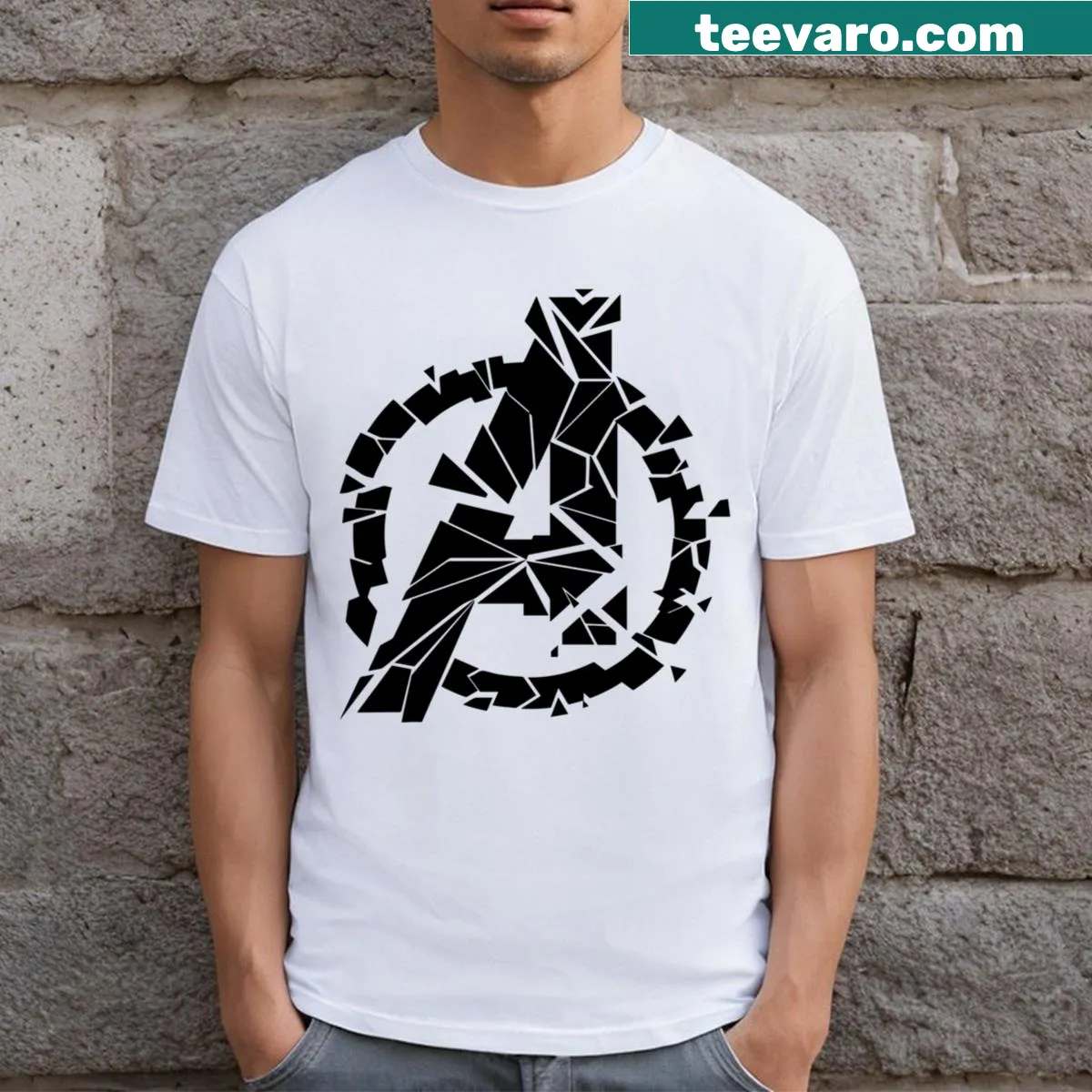 Superhero dad t-shirt with boy and girl theme — on a men's t-shirt