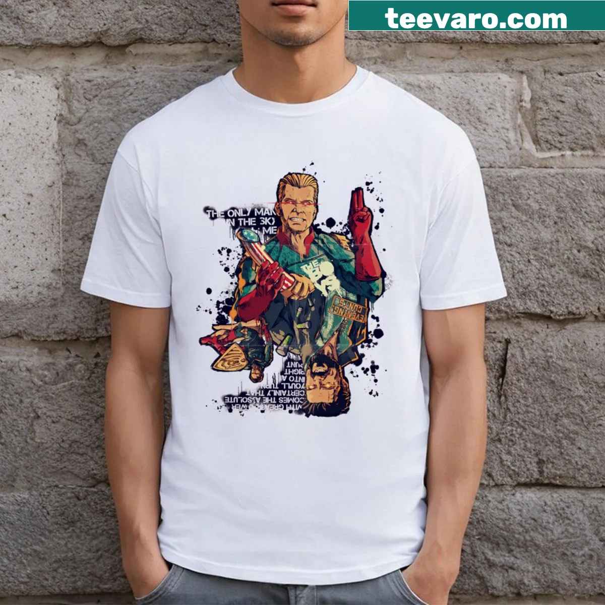 Playful graphic tee celebrating friendship and camaraderie — on a men's t-shirt