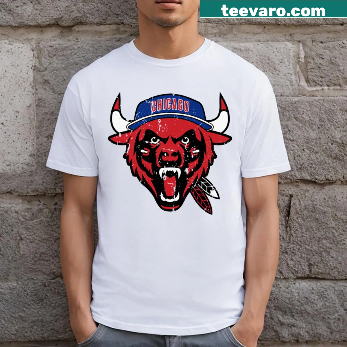 T-shirt featuring an illustration of the Chicago Beast — on a men's t-shirt