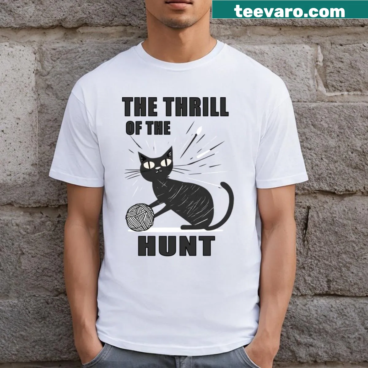 Illustrated T-shirt depicting the thrill of hunting with dynamic graphics. — on a men's t-shirt