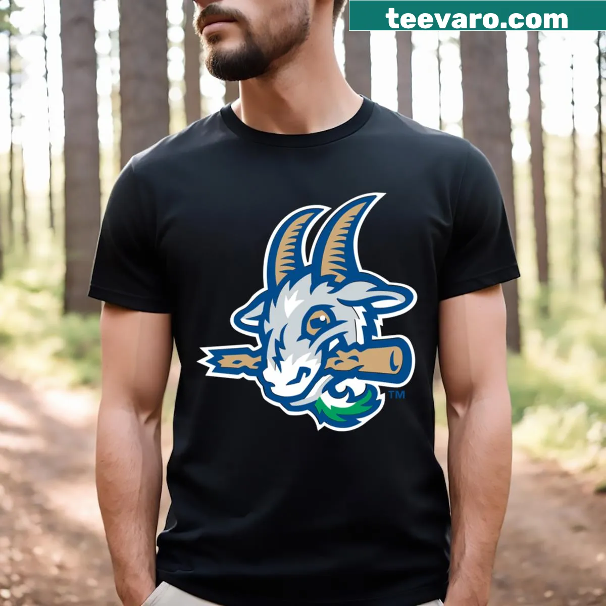 Thehartfordyardgoatslogo T-shirt displaying the team's logo — on a men's t-shirt