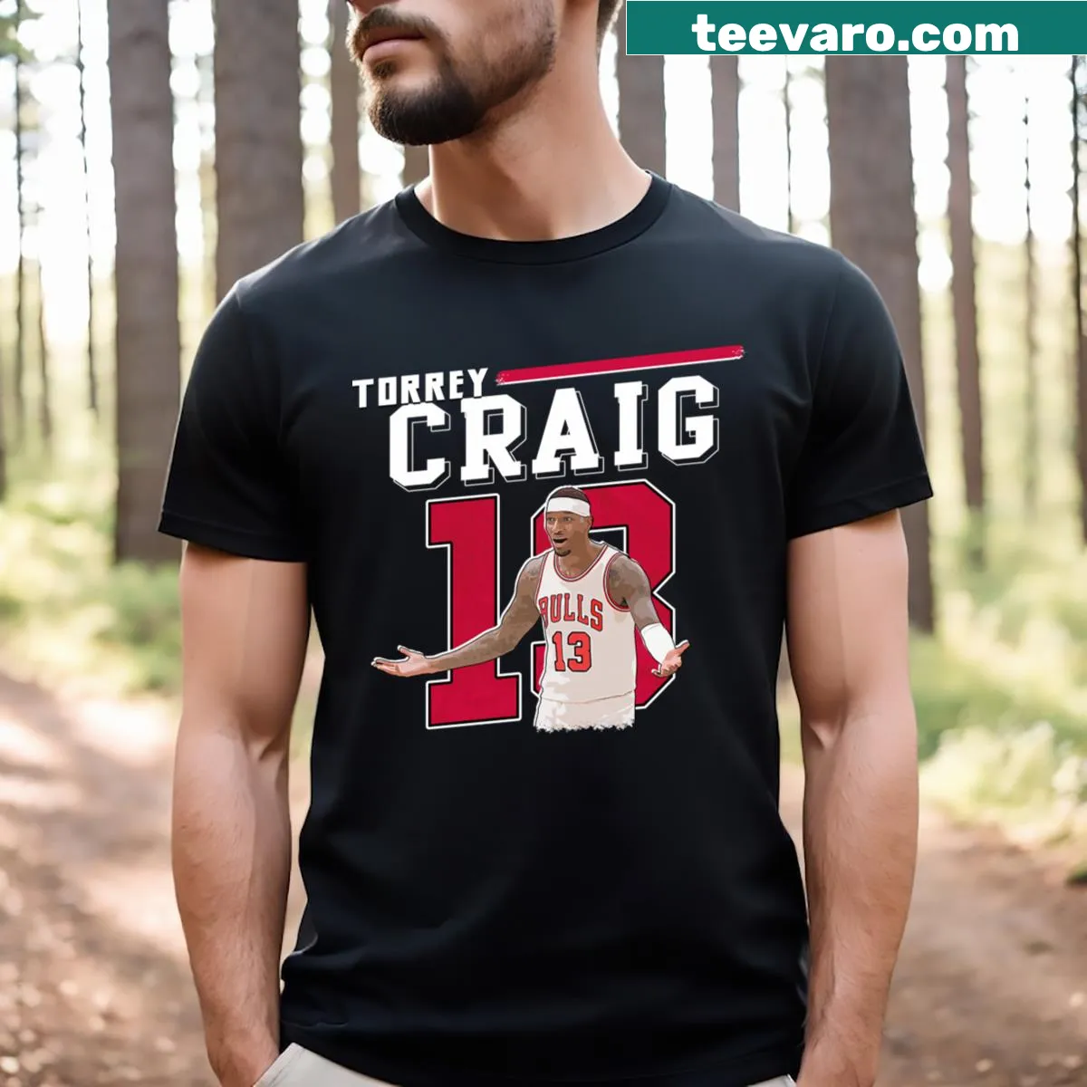 Torrey Craig basketball themed T-shirt — on a men's t-shirt