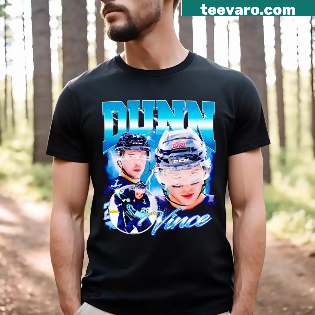 Vince Dunn V1 T-shirt with bold typography design — on a men's t-shirt