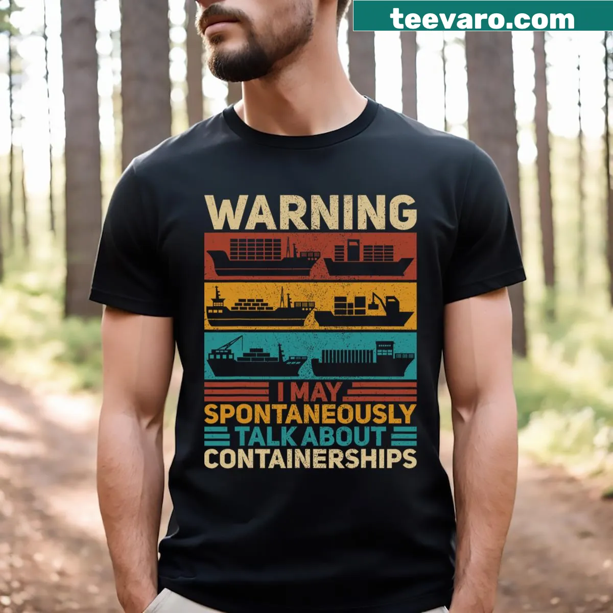 Funny vintage container ship T-shirt with a ship graphic — on a men's t-shirt