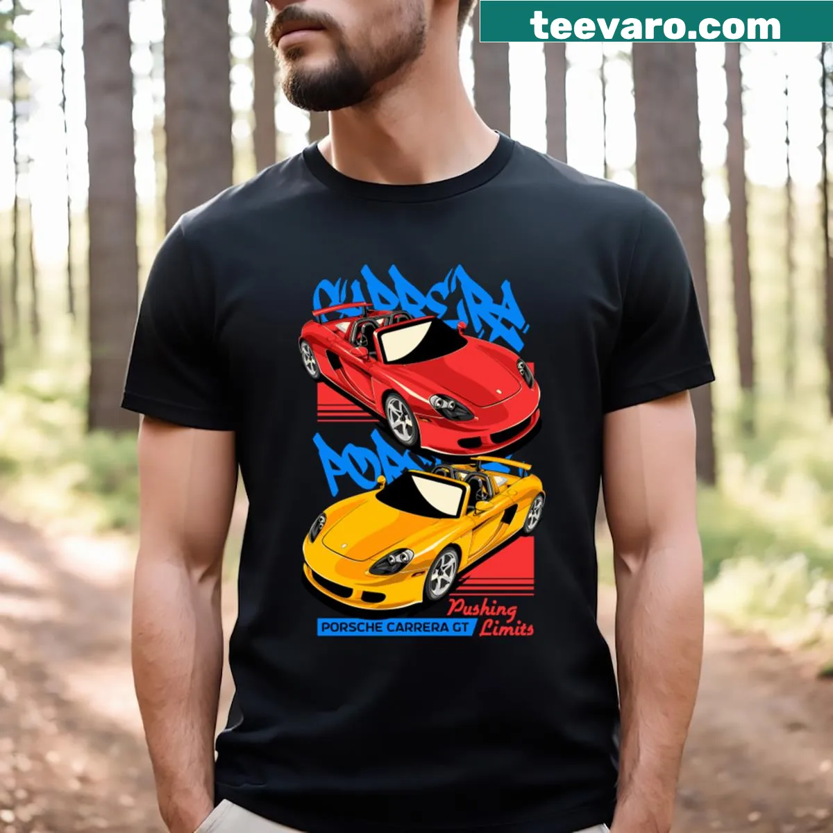Vintage Porsche Carrera GT T-shirt with retro graphic — on a men's t-shirt