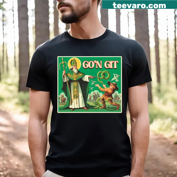 Funny St Patrick's Day t-shirt with cartoon snake design