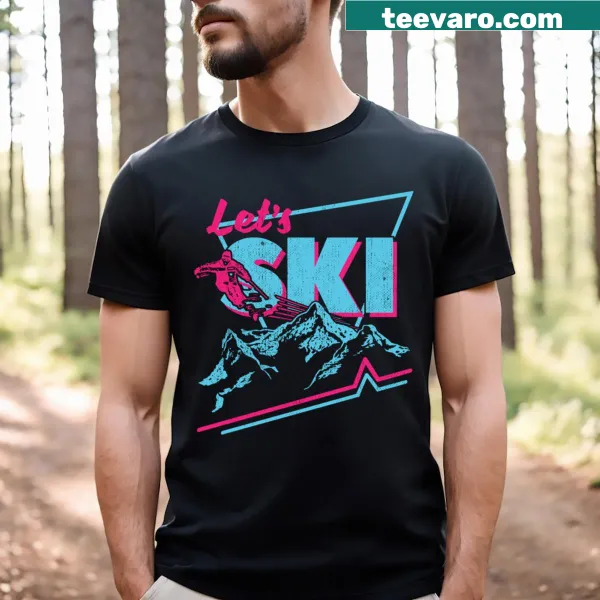 Vintage ski-themed T-shirt with retro graphics from the 80s and 90s