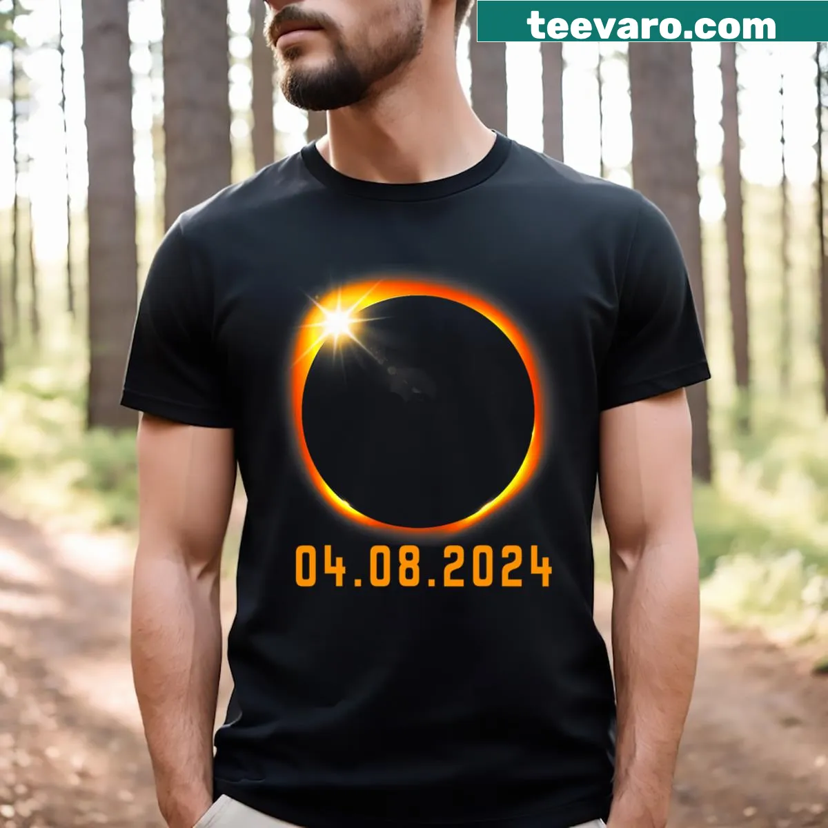 Texas-themed T-shirt featuring the 2024 solar eclipse graphic — on a men's t-shirt