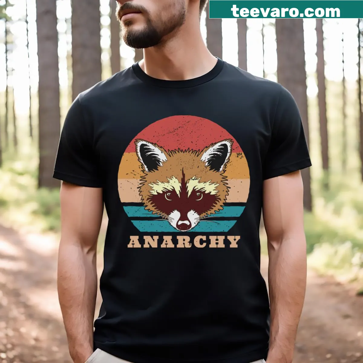 Cartoon raccoon T-shirt with a humorous design — on a men's t-shirt
