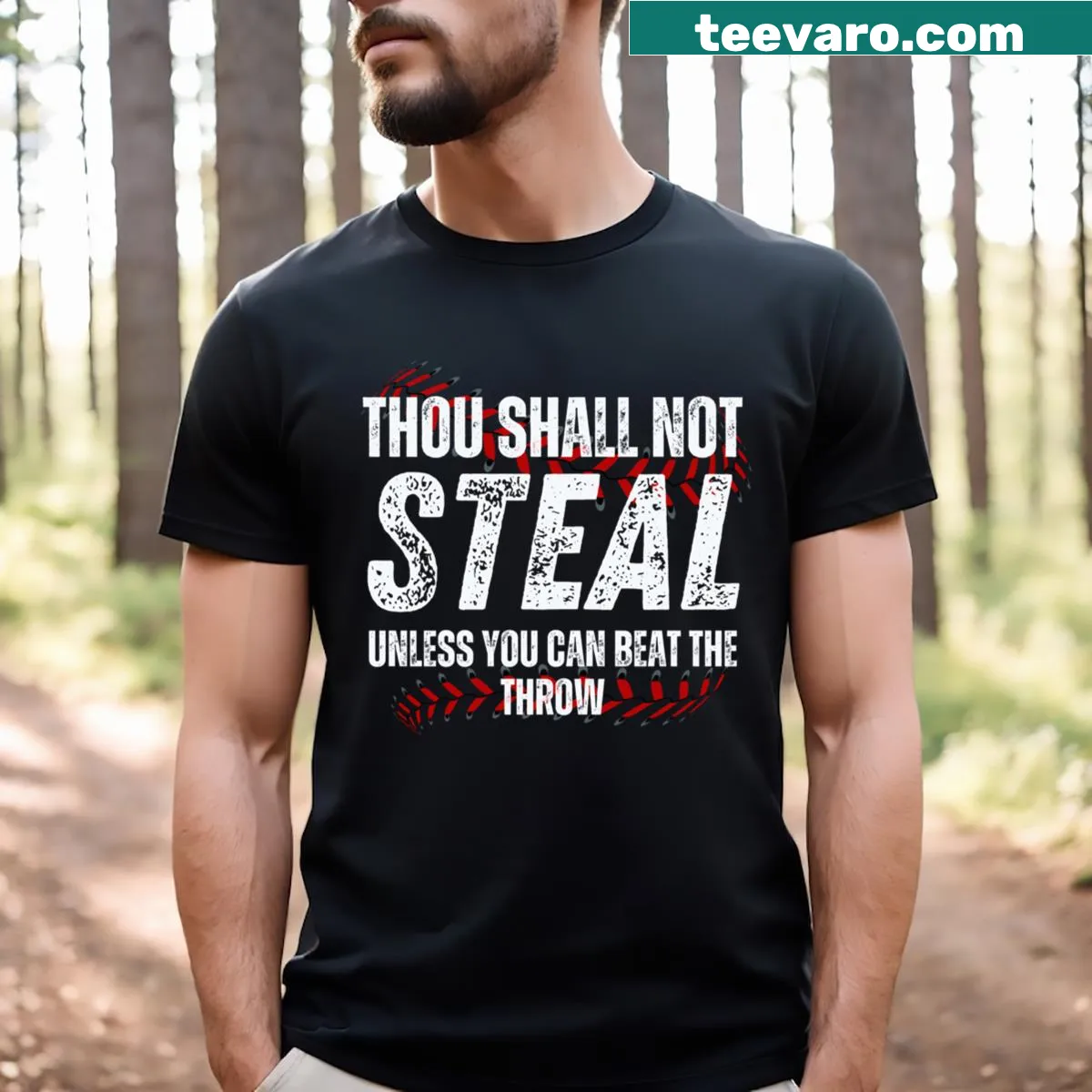 Baseball-themed shirt with a playful coaching phrase — on a men's t-shirt